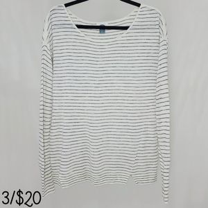Old Navy Striped Sweater White & Gray Large